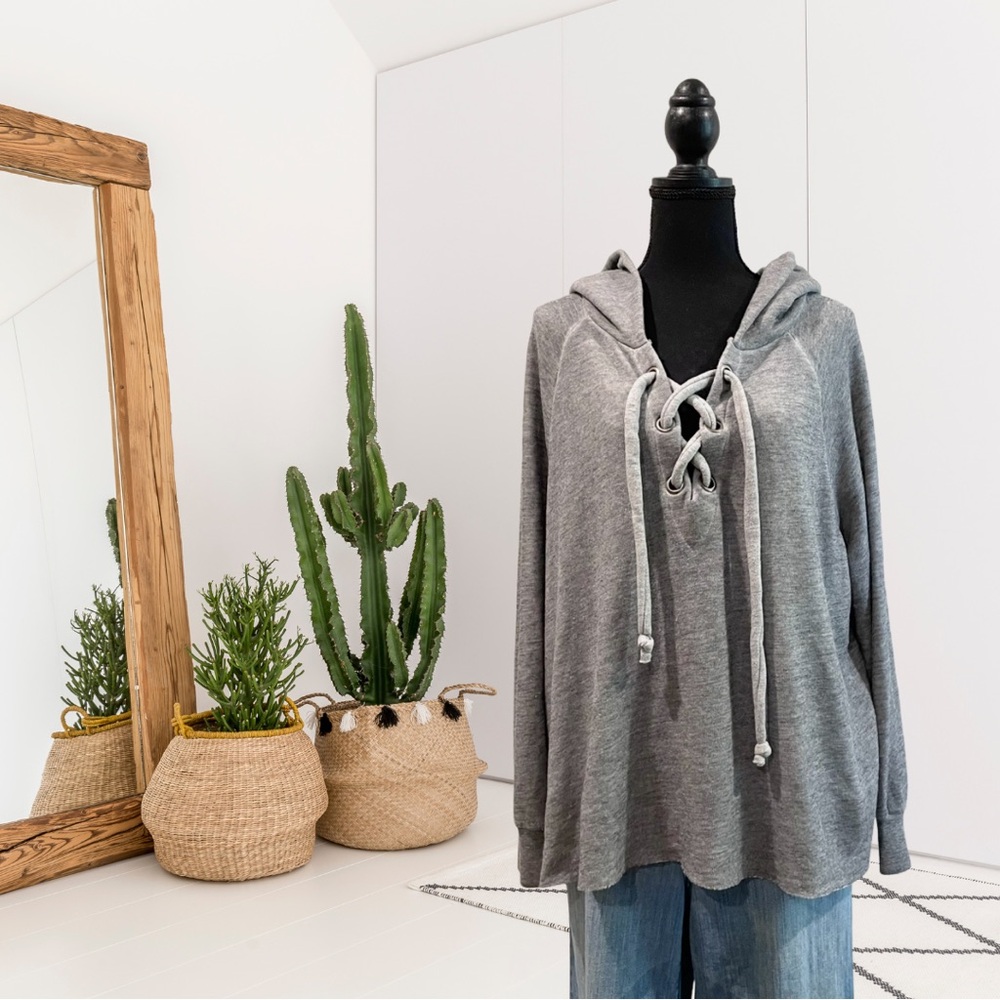 Wildfox Hutton Lace Front Hooded Sweatshirt